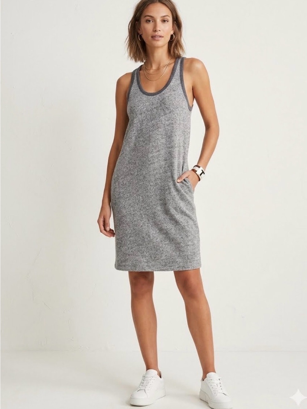 T By Alexander Wang French Terry Racerback Tank Casual Dress Size L
